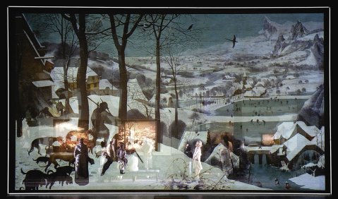 In Auflösung begriffen: Pieter Bruegel als Hintergrund für Beat Furrers „Violetter Schnee“. Foto: Monika Rittershaus