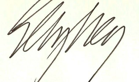 Autogramm der Pianistin Elly Ney