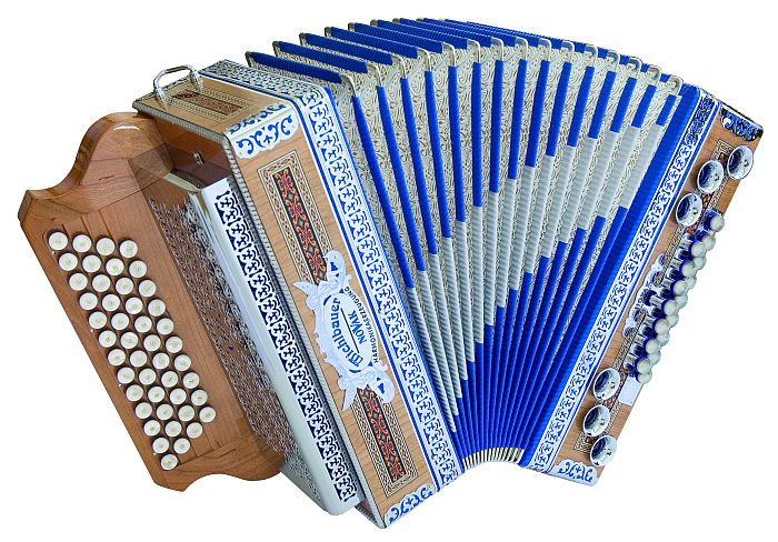 Steirische Harmonika der Marke &bdquo;Michlbauer Novak&ldquo; mit 46 Melodietasten und 16 B&auml;ssen.     &copy; wikimedia/Mbbernhard