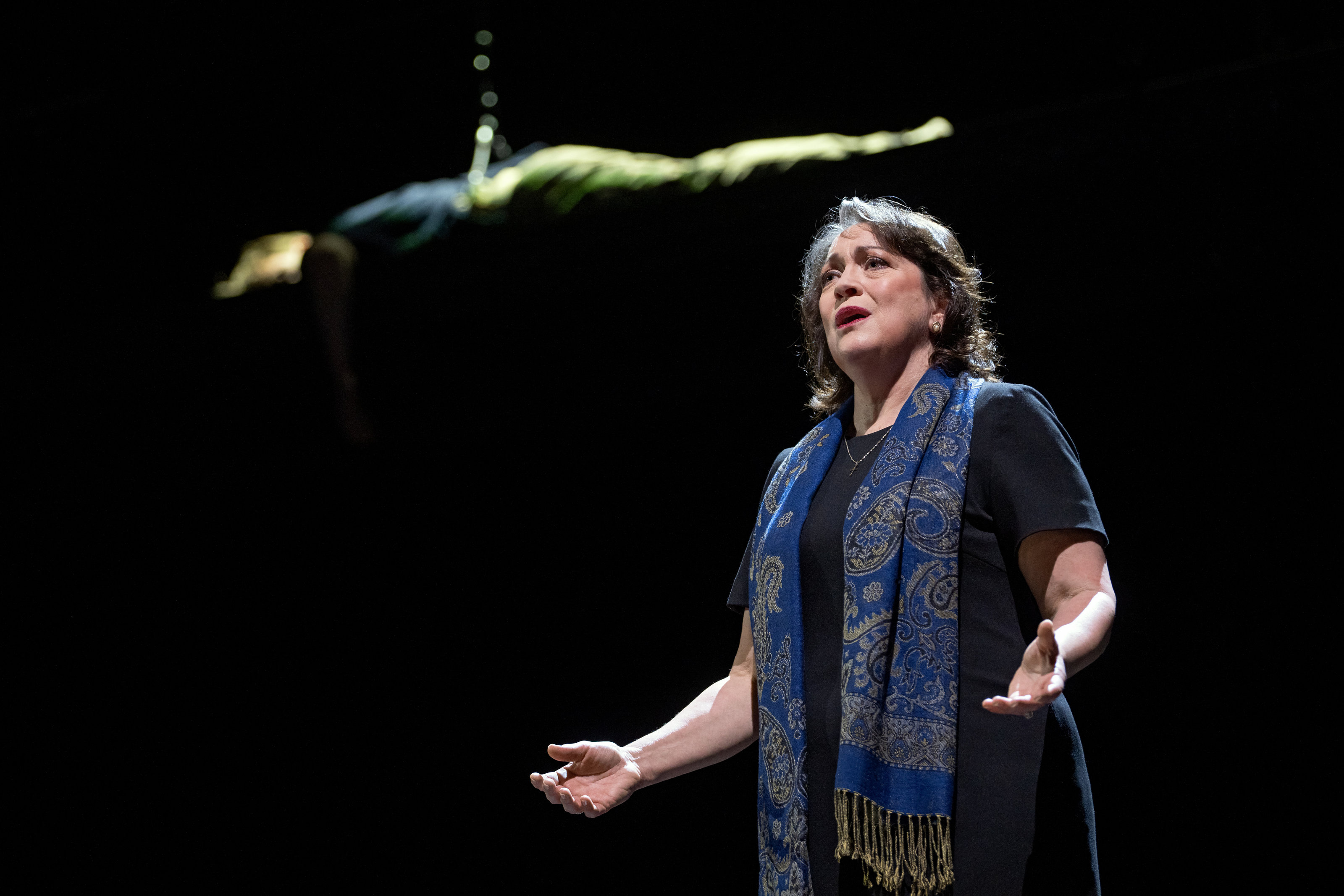 „American Mother“. Premiere (Uraufführung) am Theater Hagen: 31. Mai 2025 (Großes Haus). Roman Payer,Katharine Goeldner. Foto: Volker Beushausen