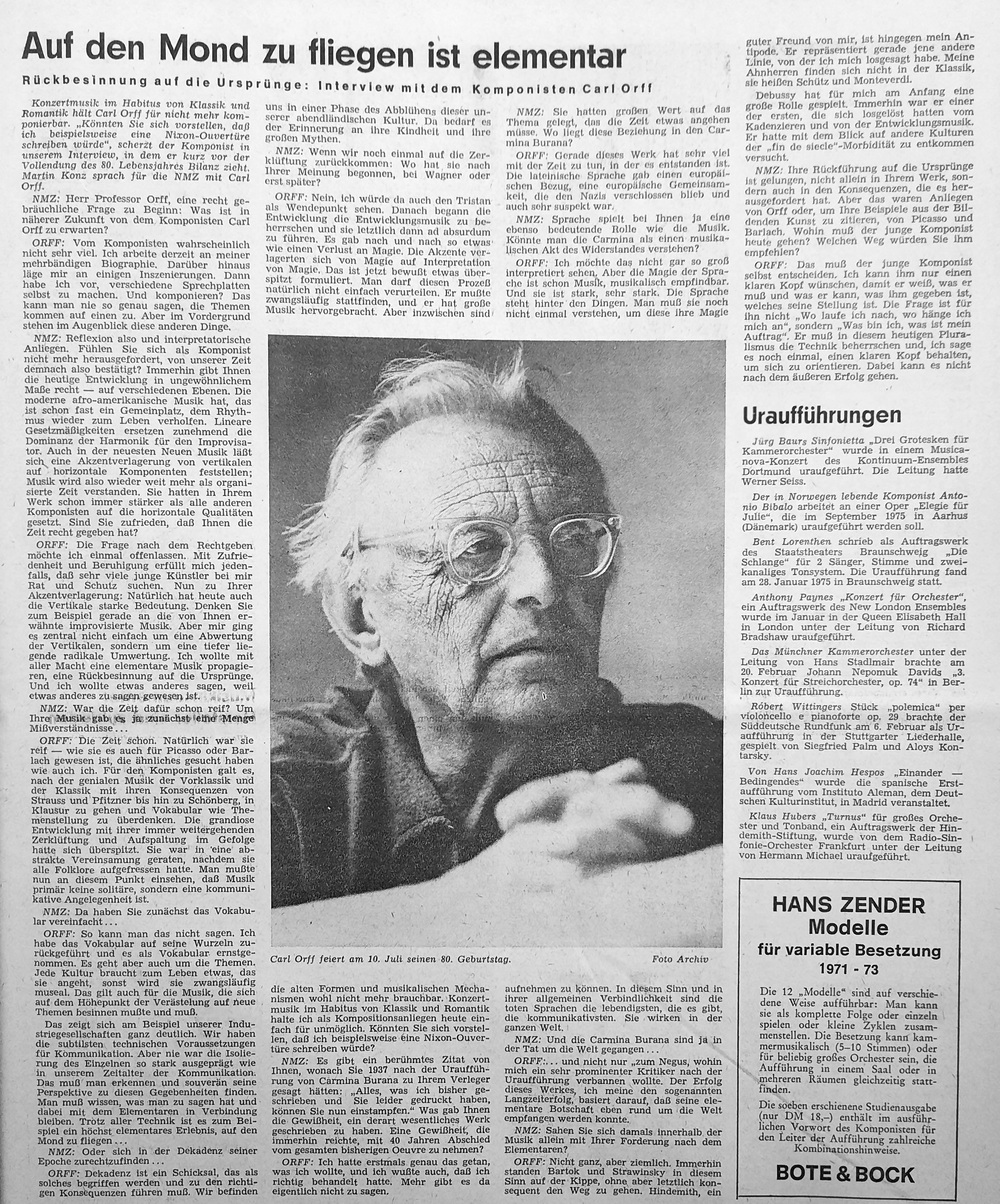 Interview: Martin Konz, Neue Musikzeitung, XXIV. Jg., Nr. 2, Mai 1974