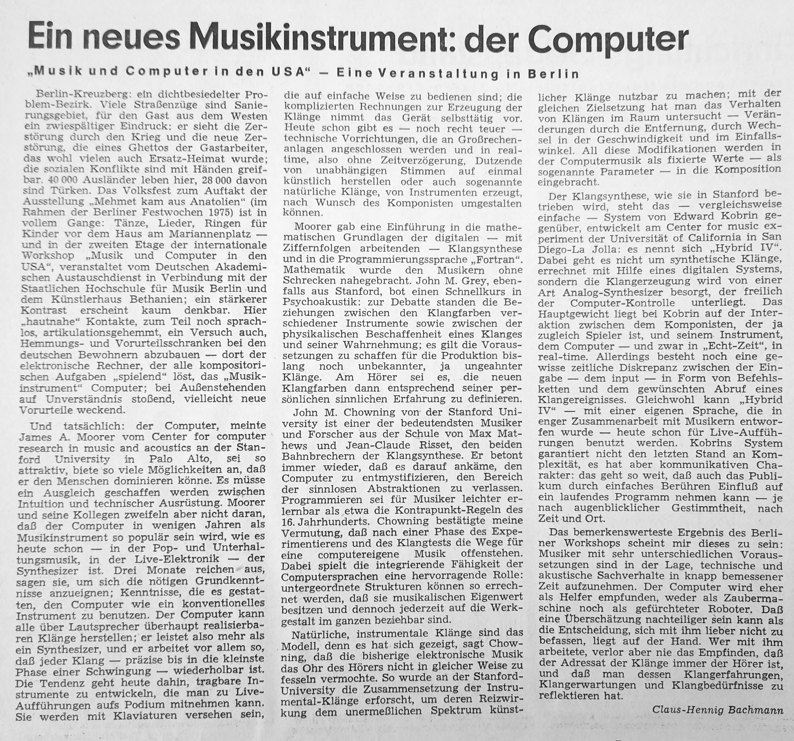 Vor 50 Jahren: „Musik und Computer in den USA“ – eine Veranstaltung in Berlin Vor 50 Jahren: „Musik und Computer in den USA“ – eine Veranstaltung in Berlin