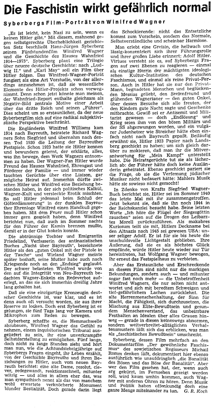 Gerhard R. Koch, Neue Musikzeitung, XXIV. Jg., Nr. 6, Dezember 1974