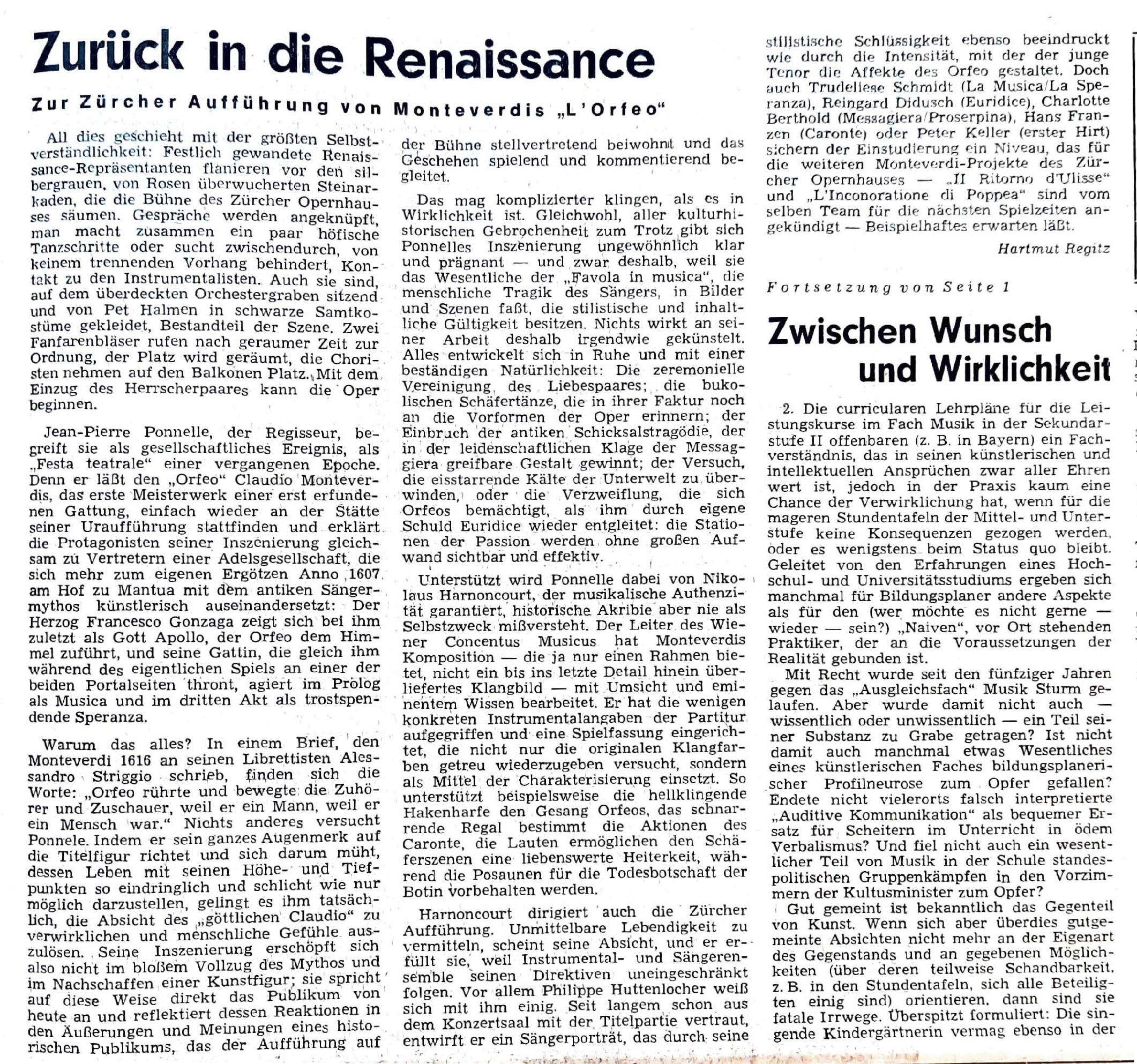 Hartmut Regitz, Neue Musikzeitung, XXV. Jg., Nr. 2, Mai 1976
