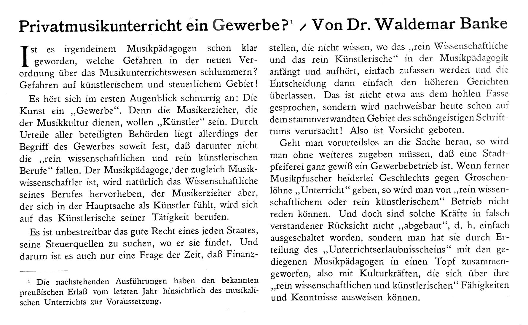 Dr. Waldemar Banke, Neue Musik-Zeitung, 47. Jg., 2. Juni-Heft 1926