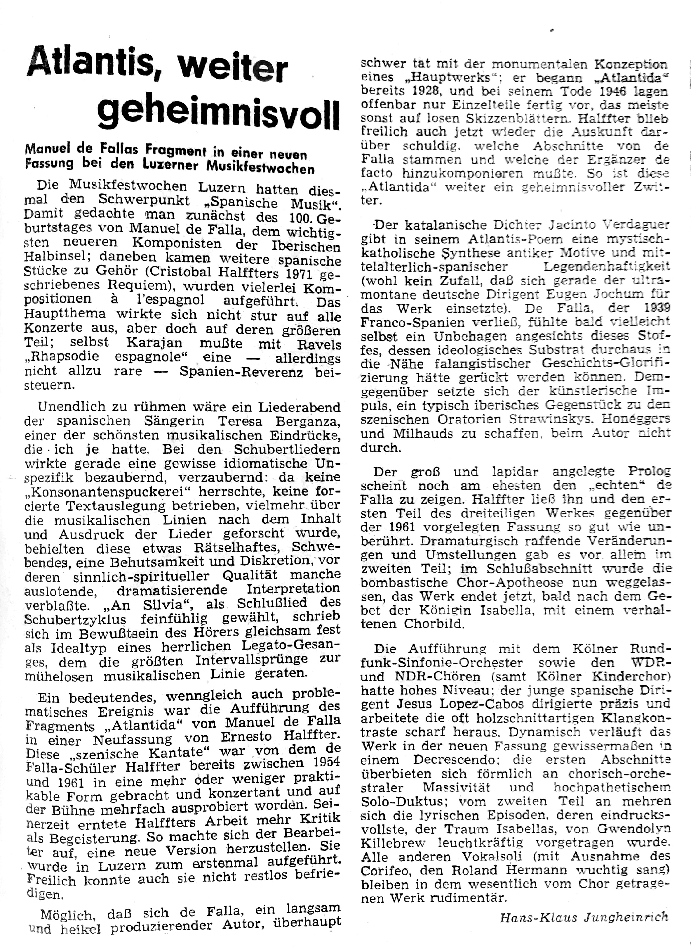 Hans-Klaus Jungheinrich, Neue Musikzeitung, XXV. Jg., Nr. 4, Oktober 1976