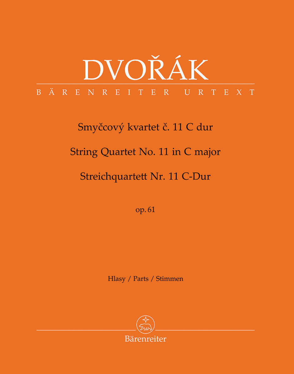 Antonín Dvořák: Streichquartett Nr. 11 C-Dur op. 61, hrsg. von Hartmut Schick. Bärenreiter BA11566 (Stimmen), TP00 566 (Studienpartitur)