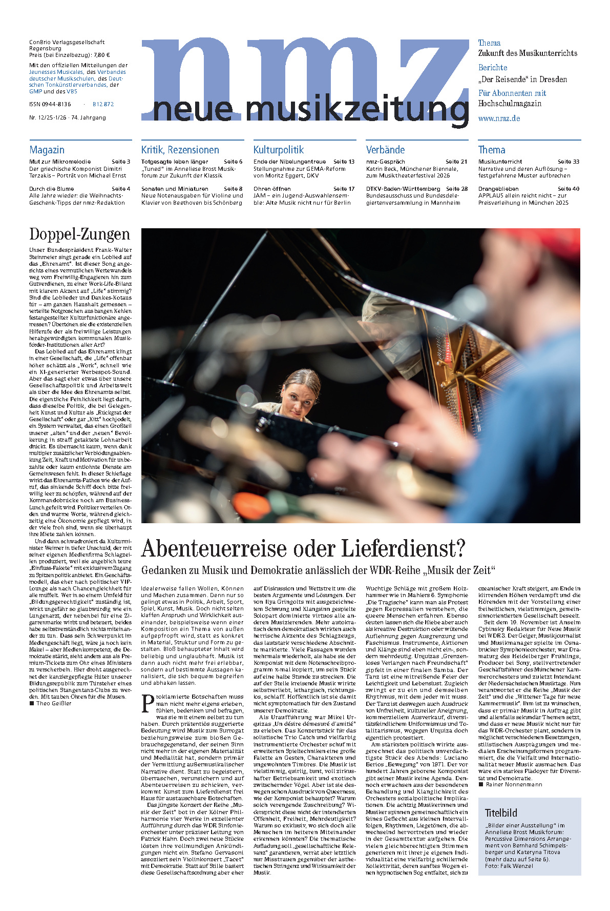 neue musikzeitung Dezember 2025 - Januar 2026. Seite 1