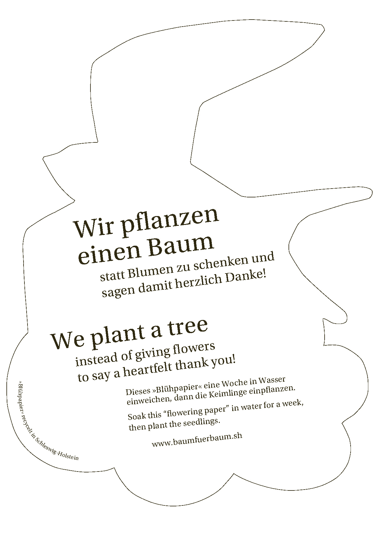 Bl&uuml;hpapier als Geschenk f&uuml;r die K&uuml;nstler. Es kann zerkleinert und dann eingeweicht werden. Nach etwa einer Woche kann man die Keimlinge dann in die Erde setzen. R&uuml;ckseite &copy; SHMF
