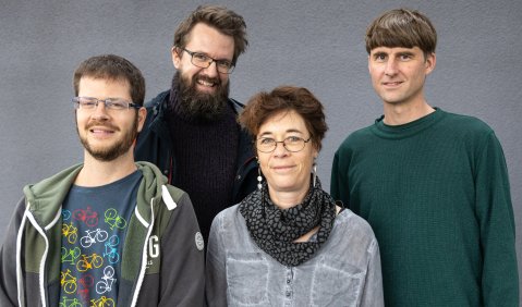 Karl-Sczuka-Preisträger 2019: Jiri Adamek, Ladislav Zelezny, Ulrike Janssen und Marc Matter. Foto: SWR / Ralf Brunner