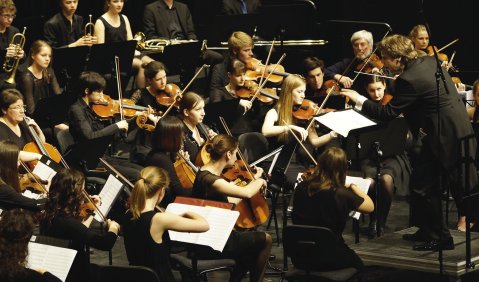 Mehrfach erfolgreich beim Deutschen Orchesterwettbewerb: das Kammer­orchester „musica viva“ des LMG, geleitet von Tobias Simon. Foto: LMG
