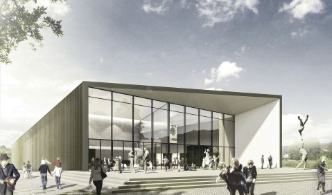 Künftiger Attraktions- und Anziehungspunkt, auch für Jugendorchester: Die TauberPhilharmonie Weikersheim.  Foto: Stadt Weikersheim/HENN Architekten, München