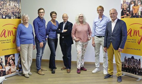 Von links: Lore Auerbach, Joachim Geibel, Gabriele Nogalski, Franz Riemer, Bine Becker-Beck, Markus Brünger und Karl Ermert. Foto: AMJ