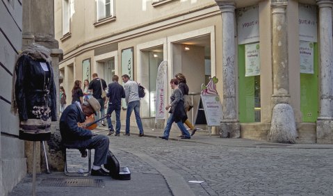 Musiker in Graz. Text und Foto: Martin Hufner