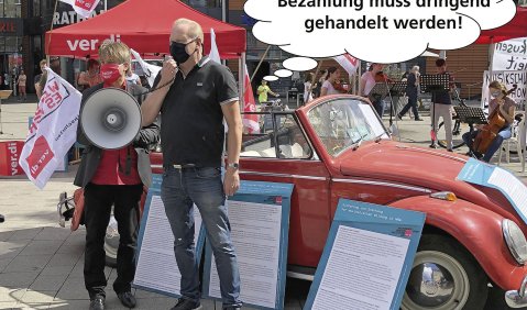 Frank Schönberger unterstützt die ver.di-Kolleg*innen