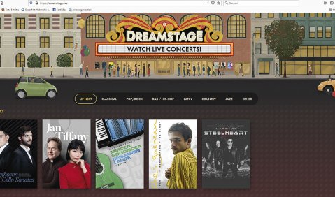 Luxusklänge und digitale Nestwärme: ein Screenshot der digitalen Konzertplattform „Dreamstage“