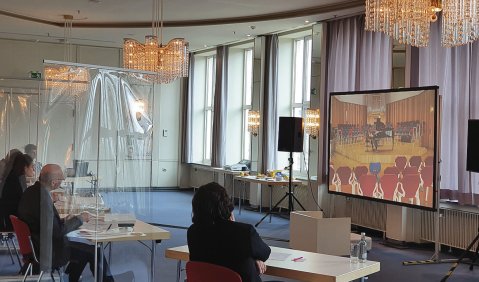 Besser so als gar nicht: Eine Jury des Landeswettbewerbs „Jugend musiziert“ NRW bewertet am 12.3.2021 den musikalischen Vortrag aufgrund eines eingereichten Videos. Foto: Phaedon Paschalis
