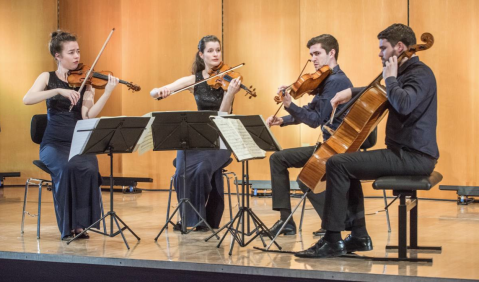 „Aris Quartett“ gewinnt den 7. Internationalen Joseph Joachim Kammermusikwettbewerb. Foto: HfM Weimar, Maik Schuck