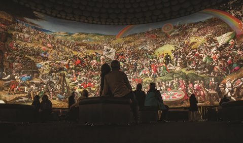 Bauernkriegspanorama in Bad Frankenhausen. Foto: Rechtefreies Foto vom Bildsaal, Panorama-Museum. Creditline: ZK-Medien Werner Tübke/Monumentalgemälde © VG Bild-Kunst, Bonn 2021 