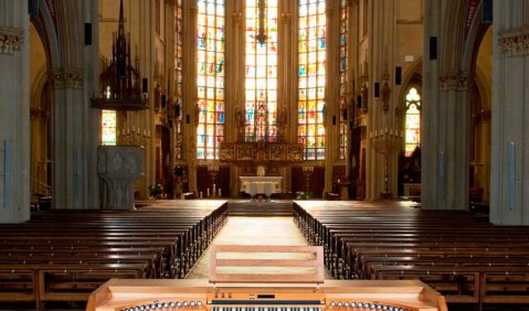 Der Spieltisch der Billerbeck-Orgel. Foto: Eberhard Hilse 
