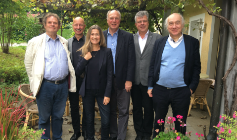 (v.l.): Harald Huber, Präsident Österreichischer Musikrat, Stefano Kunz, Geschäftsführer Schweizer Musikrat, Irène Philipp Ziebold, Präsidentin Schweizer Musikrat, Martin Maria Krüger, Präsident Deutscher Musikrat, Christian Höppner. Foto: DMR