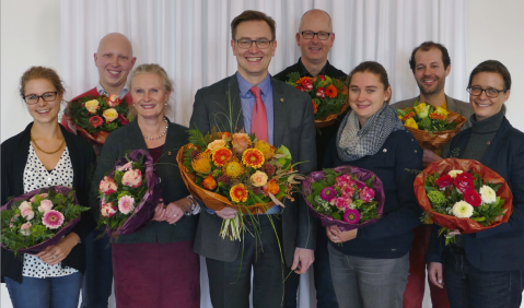 v.l.n.r. Franziska Spohr, Philipp Krechlak, Claudia Klemkow-Lubda, Johannes Freyer, Philipp Vandré, Lisa Unterberg, Karl Heinrich Wendorf, Patricia Gläfcke. Foto: JMD