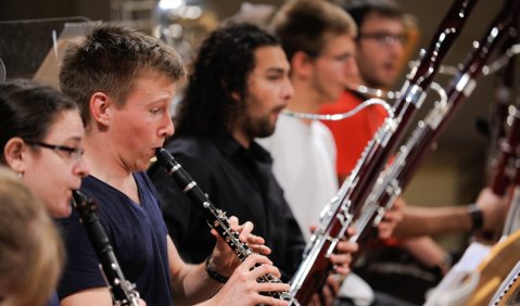 Die Bläser des Young Philharmonic Orchestra Jerusalem Weimar. Foto: Kai Bienert