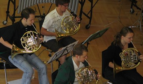 Mitglieder des LJBO während der CD-Produktion. Foto: Sächs. Blasmusikverein