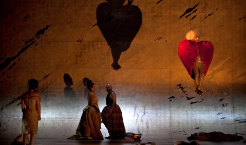 Evelin Novak (Drusilla), Katharina Kammerloher (Ottavia), Xavier Sabata (Ottone), Lucia Cirillo (Amore). Foto: © Bernd Uhlig