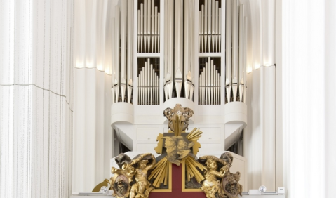 Die Schwalbennestorgel im Paulinum – Aula und Universitätskirche St. Pauli. Foto: Universität Leipzig/Marion Wenzel