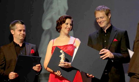 Klaus Wenk, Claudia Reinhard und Markus Zapp vom ausgezeichneten Vokalensemble Singer Pur. Foto: Peter Hemza