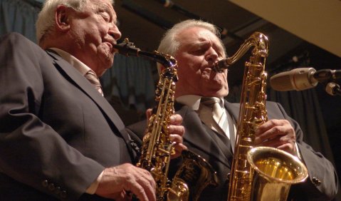 Swing Legenden: Hugo Strasser (li.) mit Max Greger