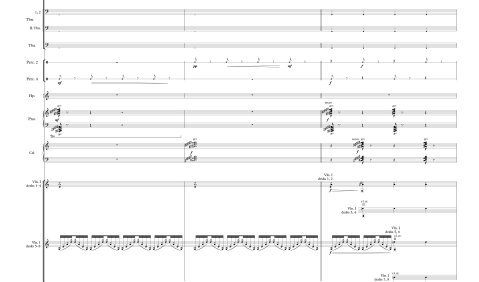 Die Notation am oberen Rand der Partiturseite hat Lisa Streich für das Werk „Flügel“ neu konzipiert. © G. Ricordi & Co., Bühnen- und Musikverlag Berlin. Weitere Werke von Lisa Streich unter www.ricordi.de oder www.lisastreich.se