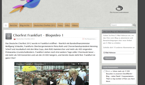 Blog des Deutschen Chorverbandes. Screenshot