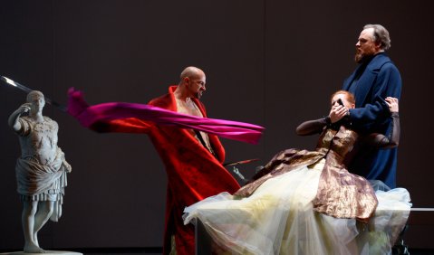 Max Emanuel Cencic (Valentiniano), Paula Murrihy (Fulvia) und Beau Gibson (Massimo). Foto: Barbara Aumüller