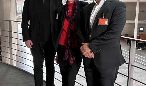Volker Gerland, (links), stellv. Bundesvorsitzender des VdM,  Ulrike Bahr MdB und Friedrich-Koh Dolge, Bundesvorsitzender des VdM. Foto: VdM