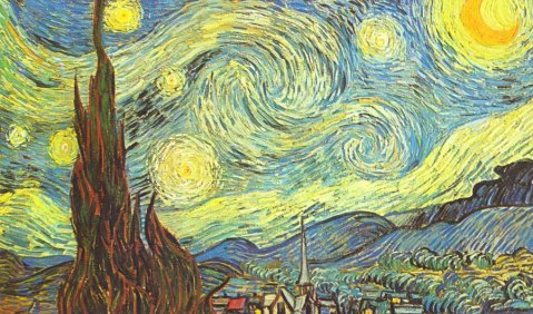 Space Night bei van Gogh: Vincent Willem van Gogh: Sternennacht, 1889, Öl auf Leinwand, 73,7 × 92 cm, New York, Museum of Modern Art 
