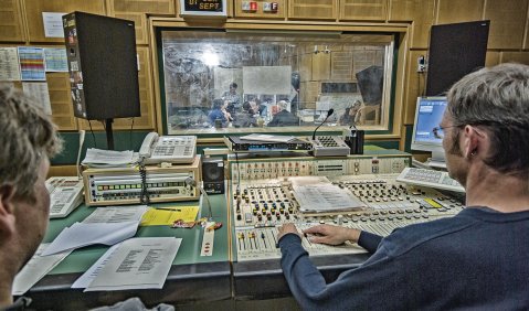 Historisch: das berühmte „Studio 12“ im Studiobau des Bayerischen Rundfunk, Live-Sendung von taktlos. Foto: Hufner