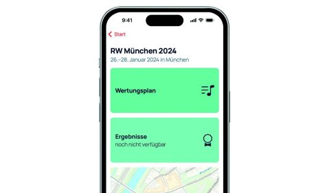 Eine App, die eine Navigation zum Wertungsspiel zeigt.