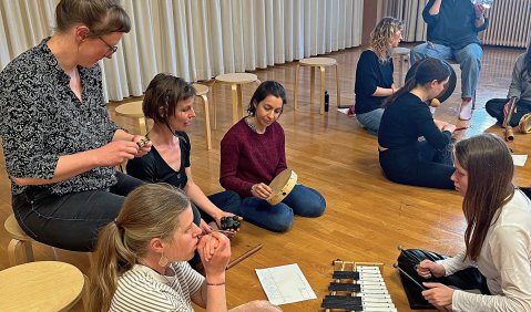 &bdquo;Klanglandschaft f&uuml;r RMS&ldquo;, hier mit Studierenden der Hochschule f&uuml;r Musik Basel. Foto: Nicholas Reed