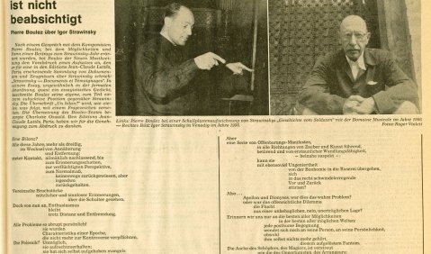 [Dokument] Pierre Boulez: Eine Bilanz ist nicht beabsichtigt. Seite 1 