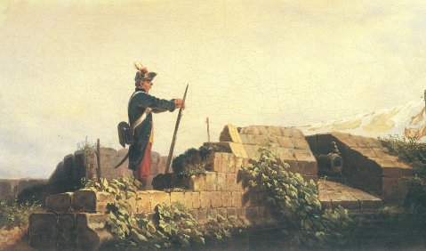 Spitzweg, Carl: Frieden im Lande (Auf der Bastei, Schildwache)