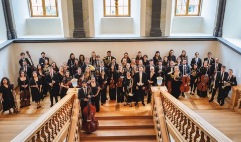 Das diesjährige Internationale Akademieorchester unter der Leitung von Friedrich Praetorius. © Max Börner