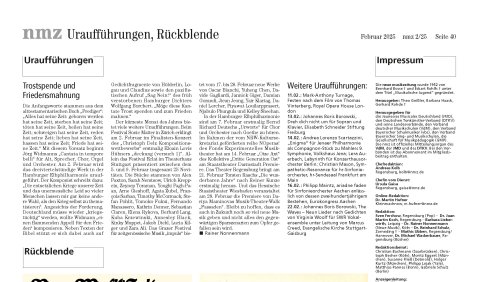 Die letzte Seite der nmz. Ausgabe 2025/02.
