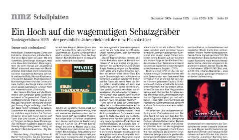 Die Tonträgerbilanz 2025 von Sven Ferchow, Hans-Dieter Grünefeld, Michael Kube, Mátyás Kiss und Christoph Schlüren.