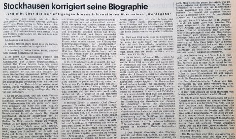 Stockhausen korrigiert seine Biographie