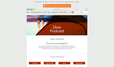 Website „Über Podcast“ von Deutschlandfunk Kultur