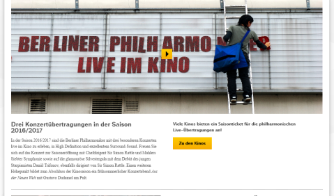 Im Kino. Screenshot Website der Berliner Philharmoniker