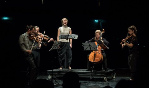 Sonar Quartett mit Virpi Räisänen in der Akademie der Künste Berlin/West. Foto: Hufner