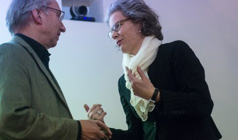 Hertin und Obergfell im Dialog. Foto: Hufner